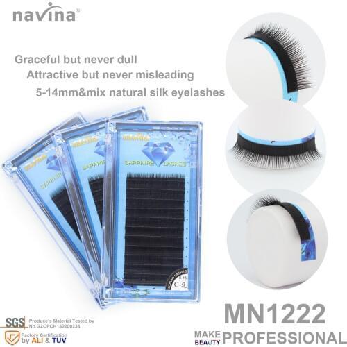 Navina False eyelashes of makeup, soft and light, charming black, easily work,curl CD, thickness 0.07-0.15mm, length 5-14mm MIX