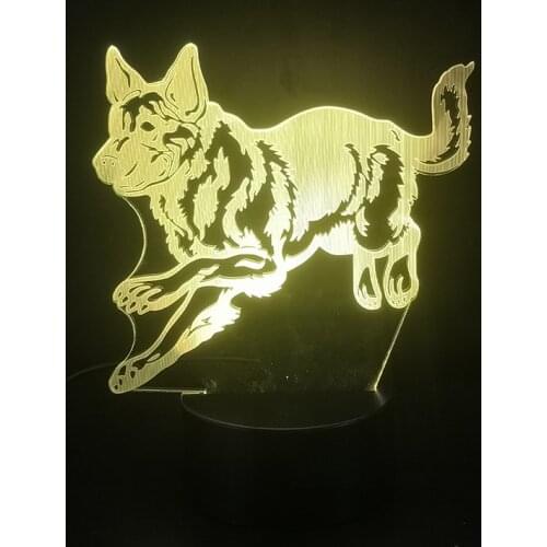 Dropship Shepherd Dog 3D Lamp Unique Present for Infant Battery Powered Bright Base Colorful with Remote Led Night Light Lamp
