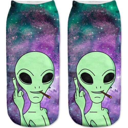 New 3D Printing Cotton Fun And Lovely For Both Men and Women Creative And Colorful Alien Womens Low Ankle Socks