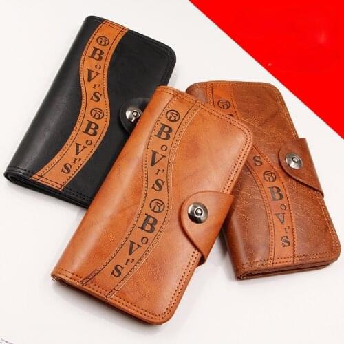 New style PU mens wallet long multi-card mens wallet with buckle suit bag letter embossed wallet wallet