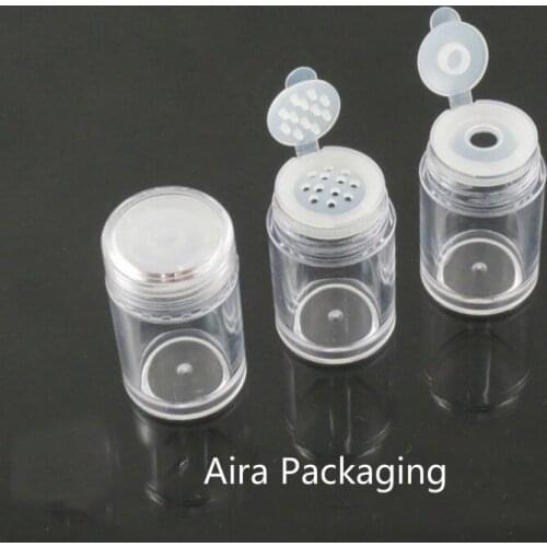10ML 60pcs/lot Top Grade Clear Loose Powder Refillable Bottle Empty Nail Art Decorations Storage Container Cosmetic Powder Box