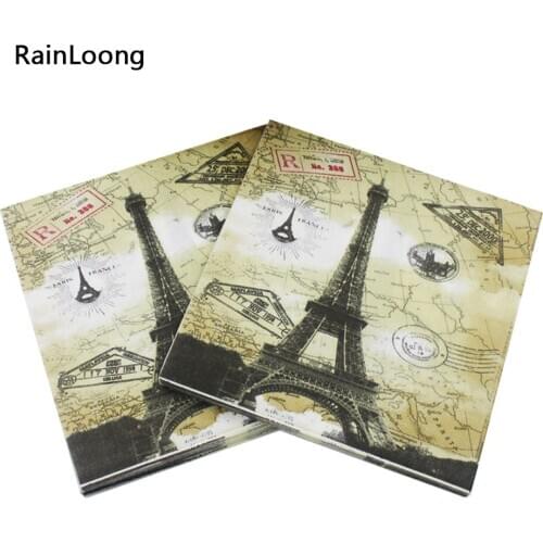 [RainLoong] Tower Napkin Paper Paris Festive & Party Supplies Tissue Napkin Supply Decoration 33CM*33cm 1 pack (20pcs/pack)