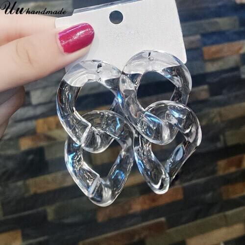 Fashion long transparent acrylic chain earrings for women dangle earring boucle d'oreille femme 2019 earings oorbellen jewelry