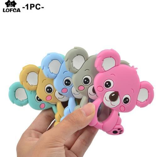 LOFCA Koala Silicone Teether Baby Teething Toy BPA FREE Soft Chewable Animal Teether Making Necklace Pacifier Clip Chain