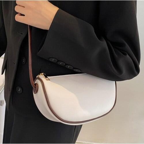 Messenger Bag Western Style Underarm Bag 2021 New Half-moon Saddle Bag Simple Fashion Lady Shoulder Bag Autumn Student Girl
