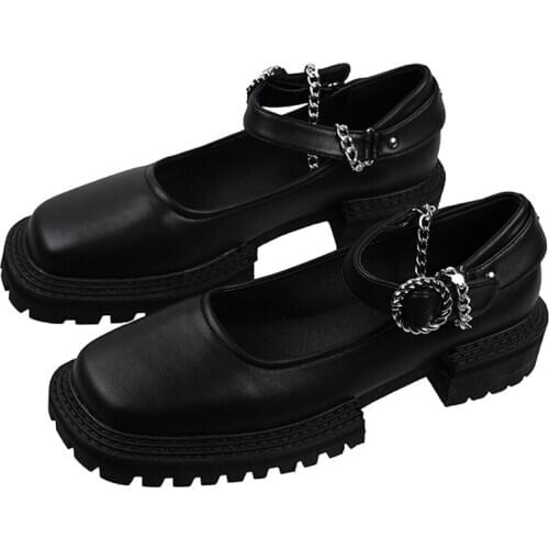 Womens shoes leather shoes 2020 autumn new thick bottom thick heel non-slip fashion buckle retro Mary Jane shoes