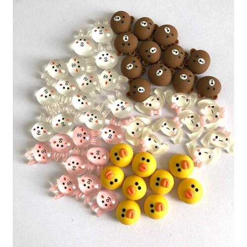 Rotating Nail Art Accessories Cute Cartoon Resin Bear Rabbit Duck Smile Hellokitty Three-dimensional Japanese 3D Fingernail DIY