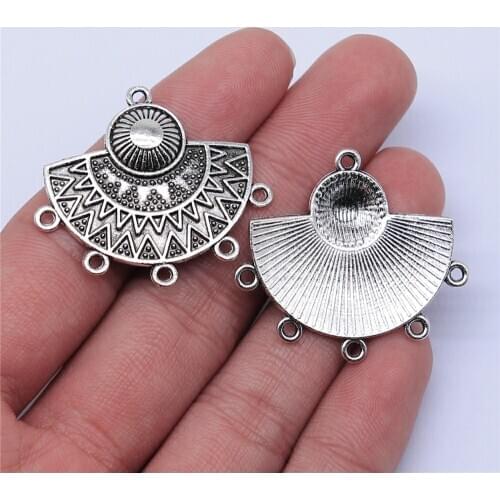 WYSIWYG 4pcs 30x35mm Antique Silver Color Earring Connector For Jewelry Making DIY Jewelry Findings