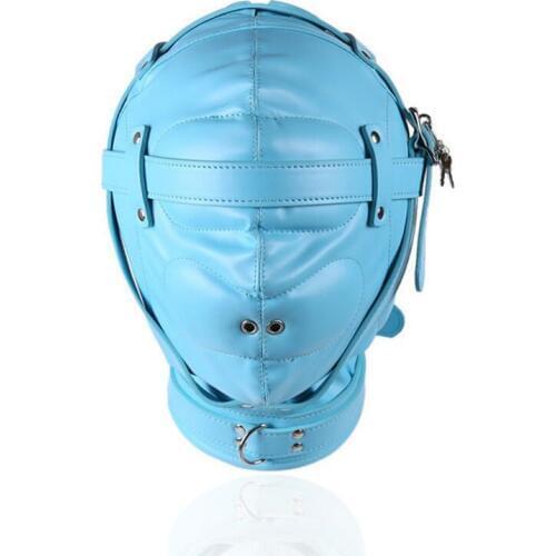 Women Slave Hood Mask Blindfold Headgear with Lock Harness Sex Toys Head Bondage Restraints Sex Game Sex Products for Couples