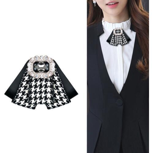 I-Remiel Korean Professional Necktie Ladies Tie Bow Brooch Pin Houndstooth Jacquard Business Ties Shirt Collar Accessories