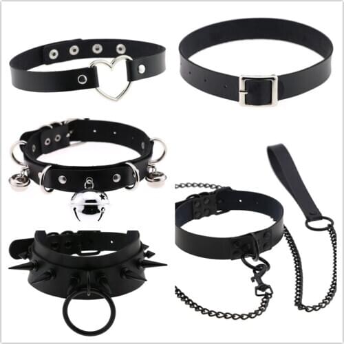 Sexy Black Trendy Vintage Charm Round Gothic Collar Necklaces Jewelry Gift Gothic Leather Heart Harajuku Women Punk Choker 2021