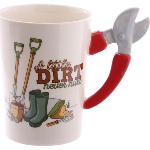 1Piece Gardener China Mug Secateur Handle Coffee Tea Beverage Cup Gardener Mug Gardening Gift