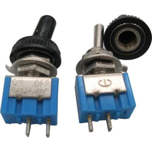 10PCS MTS-101 2-Pin SPST Touch ON-OFF 6A 125V Toggle Switch Mini Switches Miniature Toggle Switches +10pcs Waterproof Cap