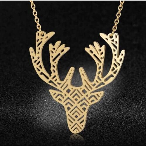 100% Stainless Steel Animal Moose Fashion Necklace for Women Special Gift Wedding Party Necklaces Unique Pendant Necklaces