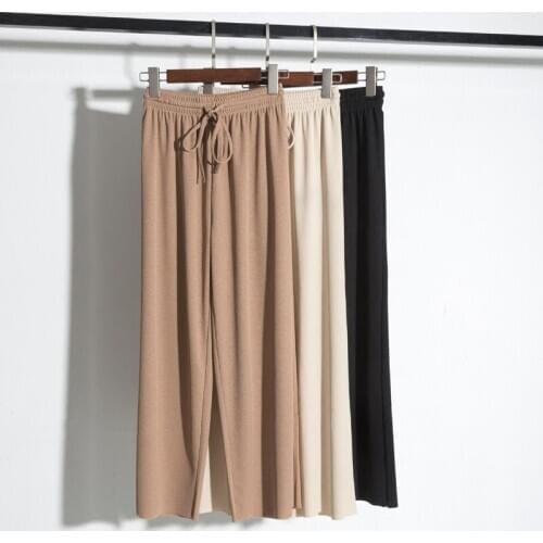 2021 Springtime Summer New S-XL Plus Size Women Wide Leg Trouserss High Waist Pants Elastic Drawstring Pant Workwear Trouser