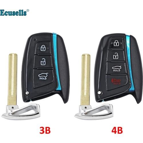 3/4 Button Smart keyless entry uncut Remote Key fob shell case for HYUNDAI Santa Fe with uncut HY22 small key