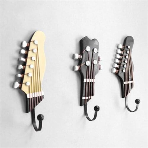 3Pcs/Set Creative Resin Hook Guitar Head Shaped Hanger Key Clothes Hat Coat Wall Holder Home Kitchen Storage Decorative Hook