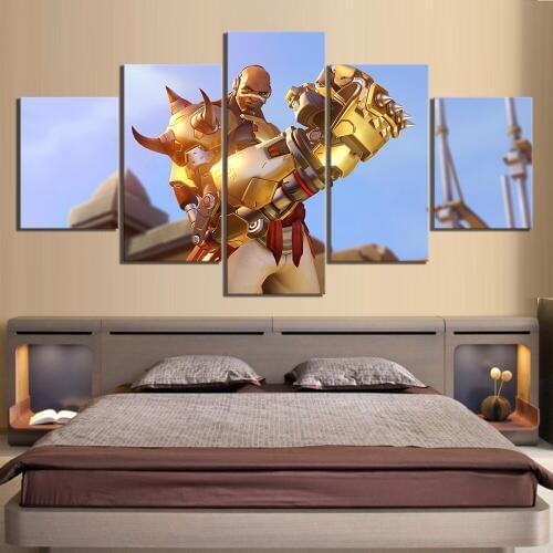 5 Piece HD Picture Overwatch Mercenary Doomfist Video Games Poster Wall Sticker OW Canvas Paintings Wall Art for Home Decor