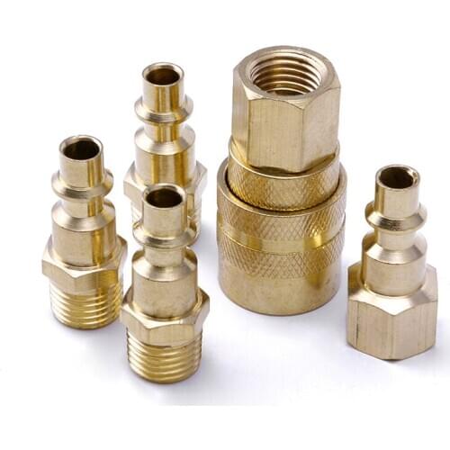 5Pcs/Set Brass Quick Coupler Set Solid Air Hose Connector Fittings 1/4" NPT Tools