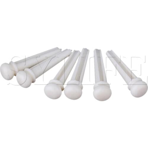 6 x Acoustic Guitar Bridge Real Bone Pins Nut White Guitar Parts Replacemrnt