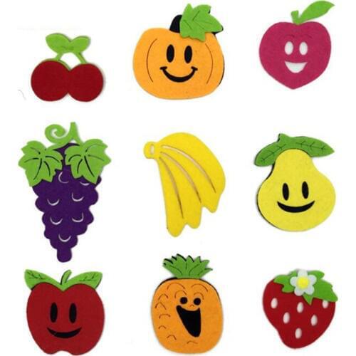 5pcs Fruits Cutting Felt Fabric Nonwoven Cloth Felts Appliques For Sewing Dolls Crafts Kids Room Kindergarten DIY Wall Stickers