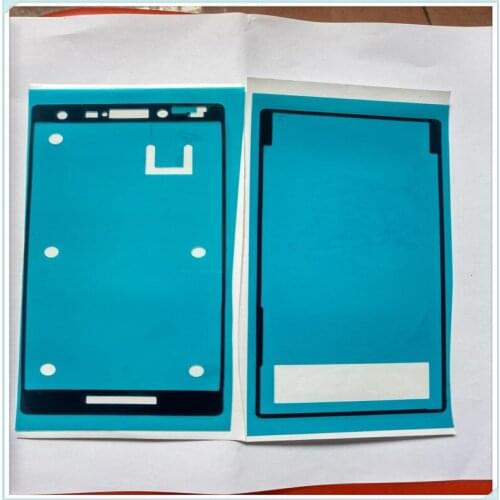 Free Shipping 1set/2pcs New Front Housing Frame + Battery Back Door Adhesive Sticker For Sony Xperia M2 D2302 D2303 stickers