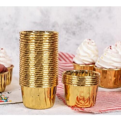 50pcs Muffin Paper Cups Rose Gold Cupcake Wrappers Liner Case Round Forms Cup Cake Mold Box for Baking Tools Birthday Party