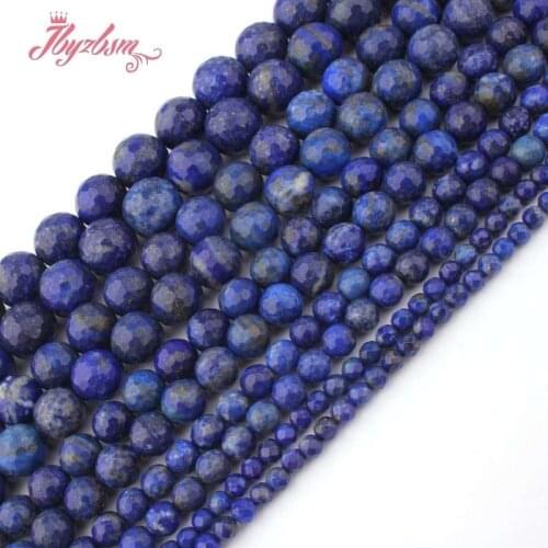 4,6,8,10,12mm Round Bead Faceted Blue Lapis Lazuli Natural Stone Beads For DIY Necklace Bracelet Jewelry Making 15"Free Shipping