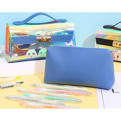 Laser Large Capacity Pencil Case Pvc Kawaii Girl Waterproof Pencils Box Cute Pen Bags Pouch Stationery Supplies Back To School