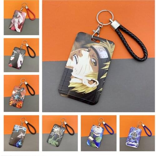 Anime Naruto Card Cover Case Cartoon Uzumaki Sasuke Kakashi Itachi Obito Shisui Retractable Card Badge Student Bus Card Case