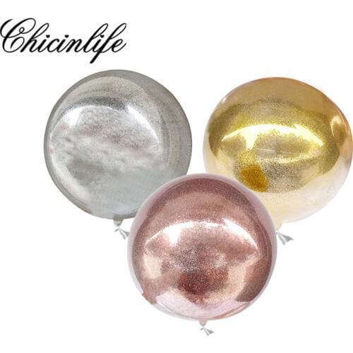 Chicinlife 1pcs 18 Inch Rosegold Clear Confetti Wedding Balloon Happy Birthday Anniversary Balloons Party Decoration Supplies
