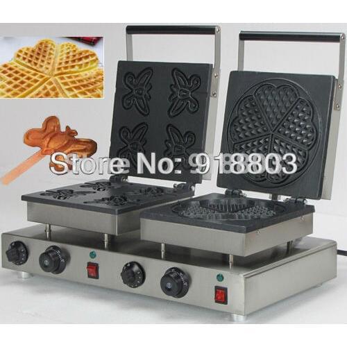 Doulbe-Head 220v Electric Butterfly Heart Waffle Machine Maker Baker
