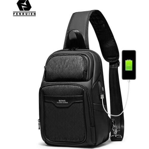 Fenruien 2020 New Shoulder Messenger Bags Multifunction USB Charging Waterproof Crossbody Bags For Men Short Trip Chest Bag Pack