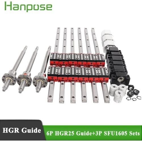 HIWIN linear rail HGR25 linear guide any length+linear bearing blocks+SFU1605 ball screw+BK12/BF12+DSG16H+Coupler