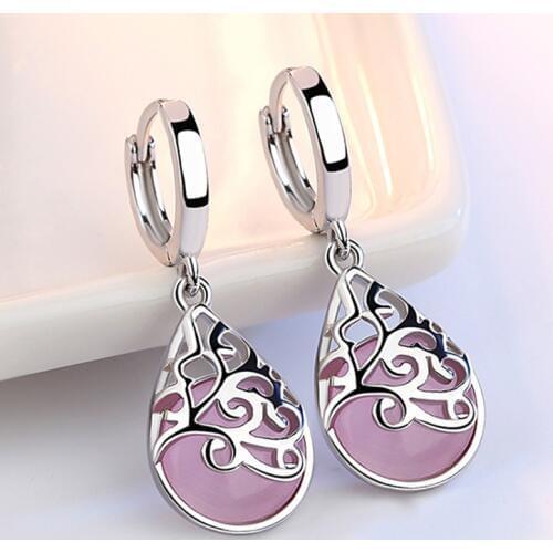 Exquisite Water Drop Earrings Fashion White/Pink Moonlight Opal Stone Earrings for Women Female Party Jewelry Gift Accessories