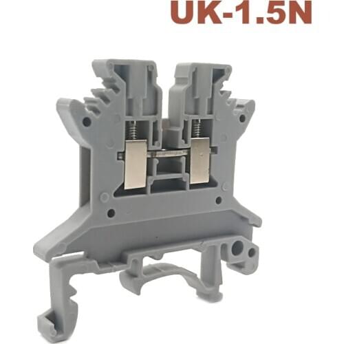 10Pcs UK-1.5N Din Rail Terminal Blocks Screw Type Electric Wire Terminals Block Connector Morsettiera Brass Bornier 17.5A