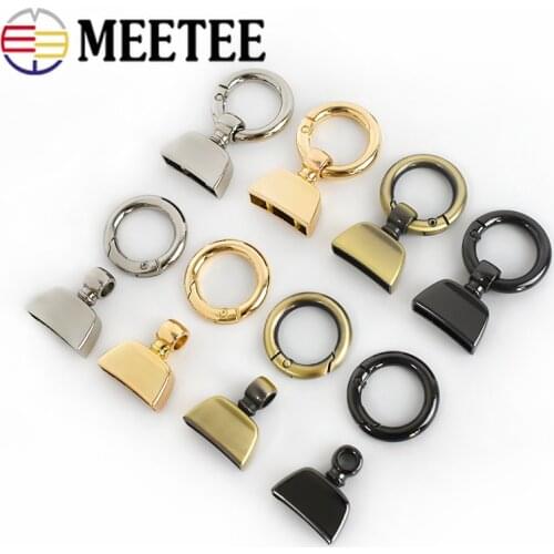 Meetee 5pcs 20/25mm Spring Ring Keychain Wear Cord Webbing Screw Bell Buckle Decorative Connection Hook Buckles DIY Accessories