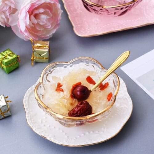 Creative Japanese Cherry Blossom Glass Bowl Birds Nest Bowl Dessert Bowl Cutlery Bowl Sugar Water Yogurt Bowl Salad Bowl
