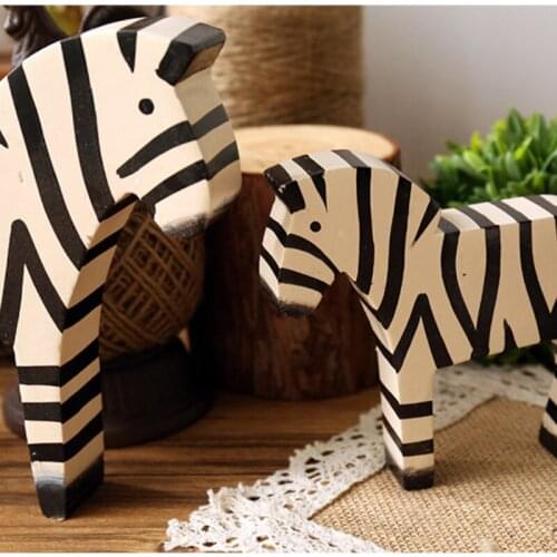 Small Decorations Home Decor Creative Home Furnishing Couple Stripes Wood Zebra Crafts Living Room Desktop Home Accessories