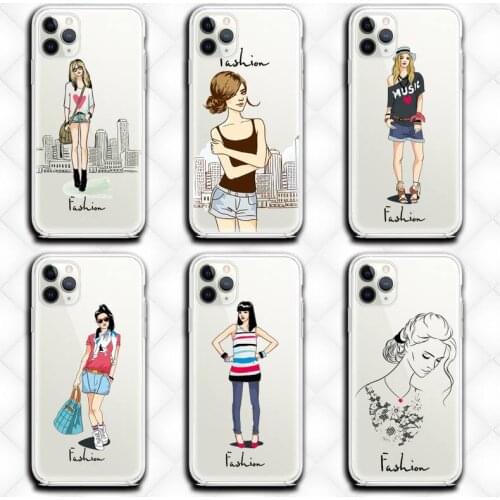 Parisian fashion girls Phone Case clear for iphone 12 pro max mini 11 pro XS MAX 8 7 6 6S Plus X 5S SE 2020 XR cover
