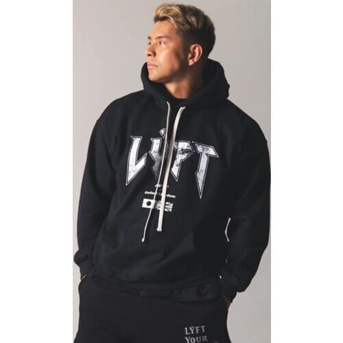 New Casual Hoodie Mens Cotton Black Sweatshirt Gyms Fitness Workout Pullover Autumn New Male Fashion Hooded Jacket Tops Clothing