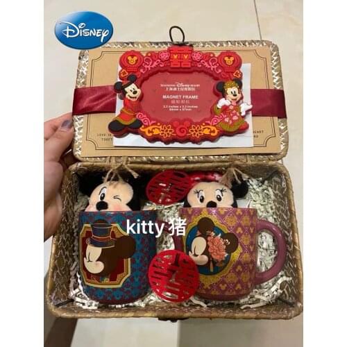 Disney Customize Shanghai Disney Retro Limited Mickey Minnie Wedding Gift Couple Ceramic Cup A Pair of Mugs