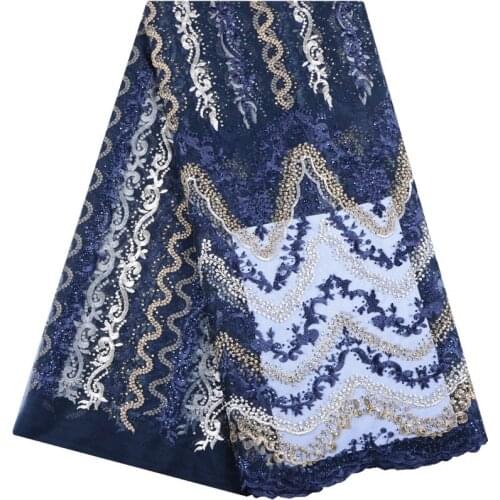 Latest French Nigerian Laces Fabrics High Quality African French Net Lace With Beads And Stones Best Nigerian Lace Fabrics S1541