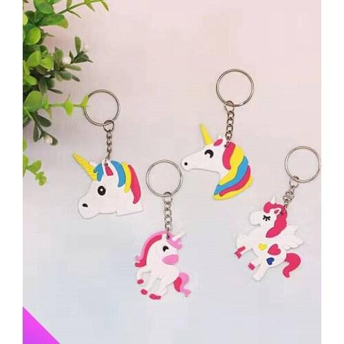 Wholesale 10 Cute unicorn keychain bag pendant soft rubber cartoon keychain men and women jewelry gift 4 styles new 2021
