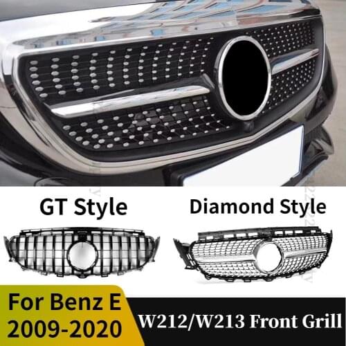 Front Mesh Grill W213 W212 W238 coupe For Mercedez Benz E class GT Diamond Grilles E180 E200 E300 E260 E320 350 With Camera Hole