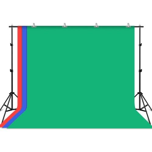 PULUZ 2x3m 2x2m Photo Studio Background Support Stand Backdrop Crossbar Bracket Kit with Red / Blue / Green Backdrops