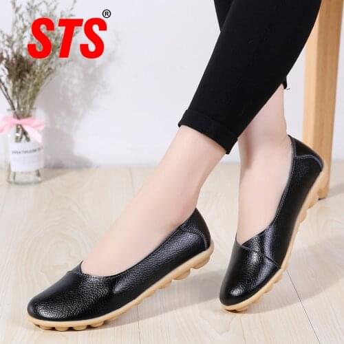 STS brand 2020 new spring flat womens shoes suede leather casual shoes low heel black womens shoes flat loafers Jazz Oxford