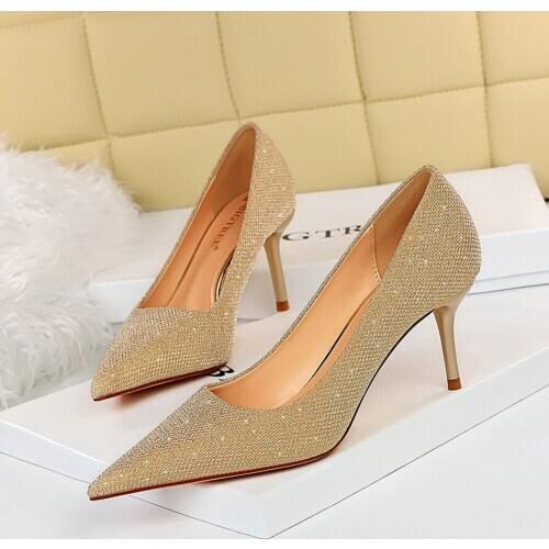 Bigtree Shoes Women High Heels Rhinestone Women Shoes Pumps Women Heels Shoes Ladies Bling Bridal Wedding Shoes Ladies Plus Size