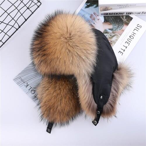 Unisex 100% Real Fur Hat for Women Natural Silver Fox Fur Russian Ushanka Hats Winter Thick Warm Ears Fashion Mens Bomber Cap