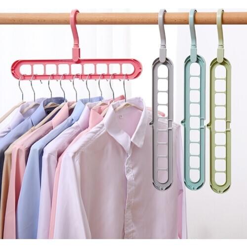 9 Holes Clothes Wardrobe Hanger Hook Clothing Hanging Rack Shelf Organizer Home Clothes Storage Organization Bedroom Accessories